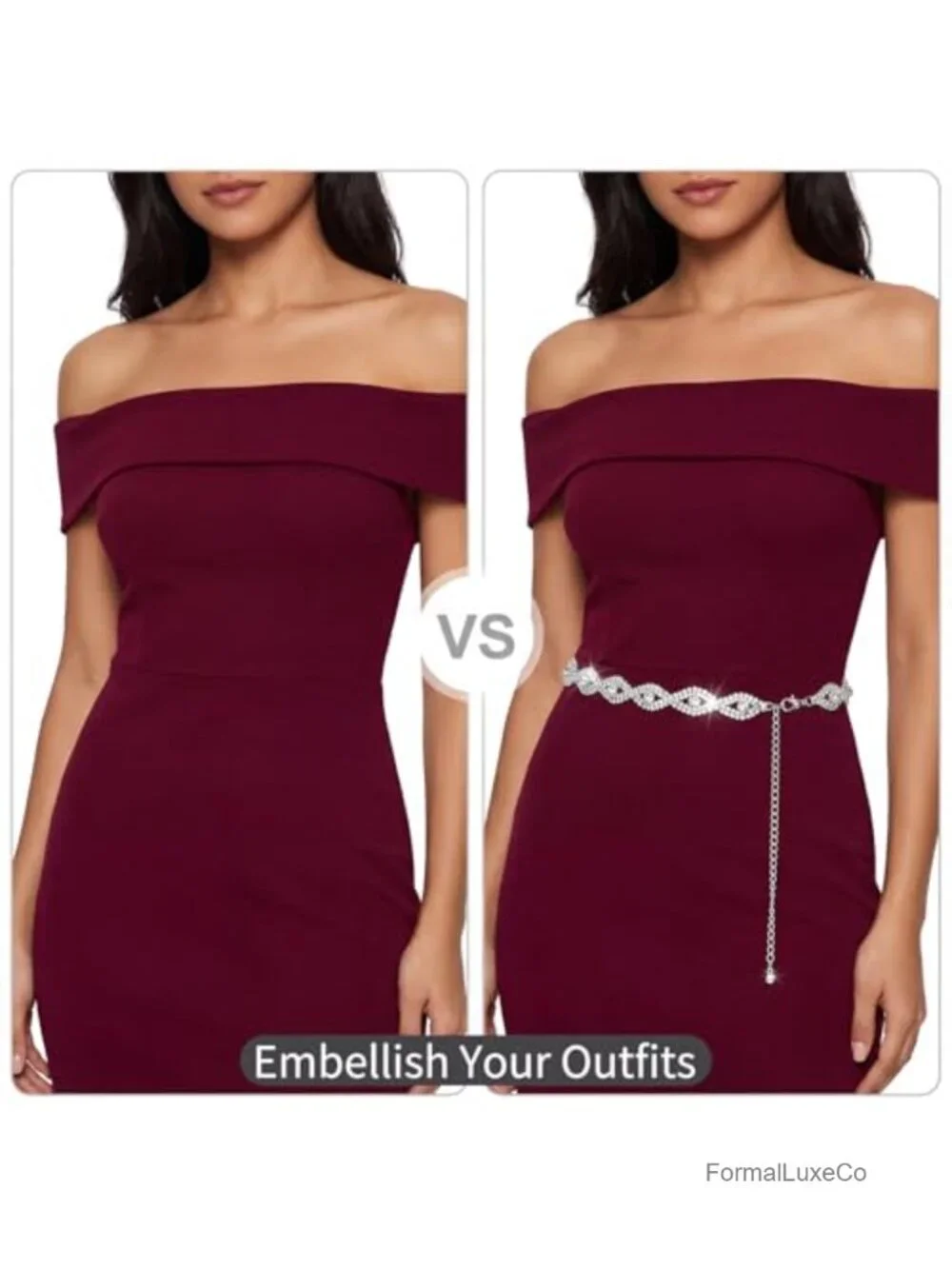 Rhinestone Waist Chain Belt for Women - Dresses, Weddings, Formal & Casual